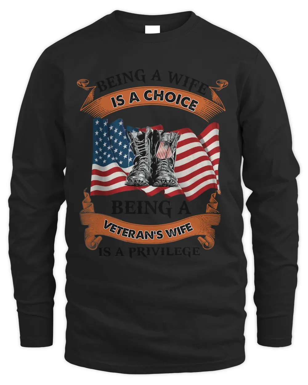Retro US Flag Combat Boot Being Veterans Wife Is Privilege 58