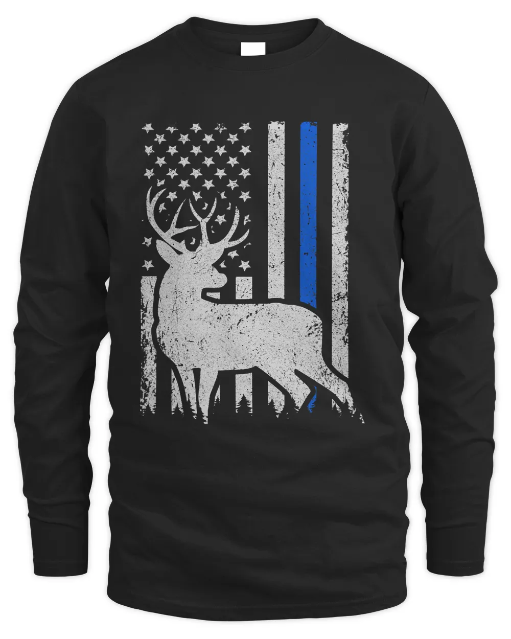 Patriotic Law Enforcement Blue Line Flag Deer Hunting