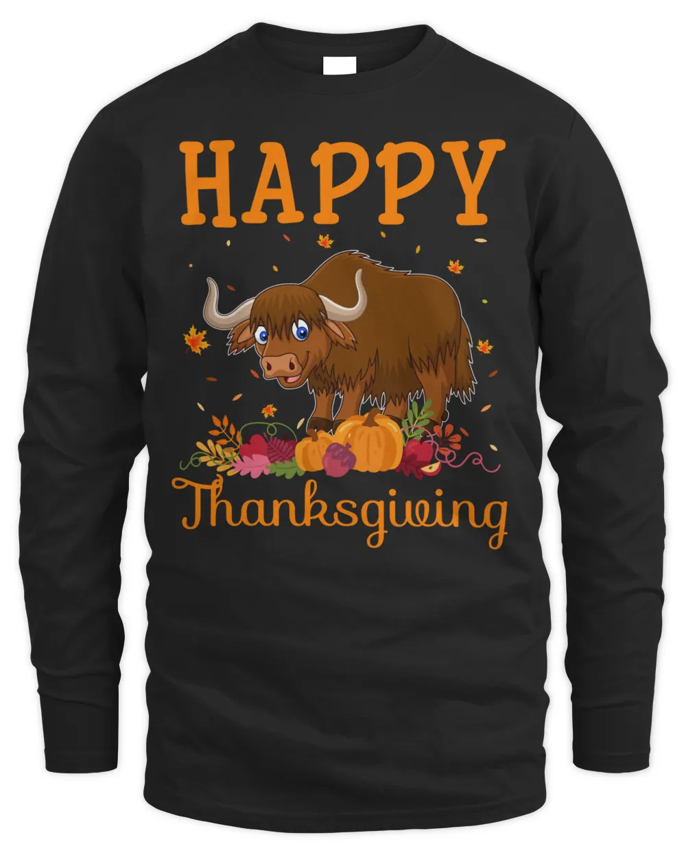 Retro Bison Happy Thanksgiving Matching Family Pajamas Long Sleeve T-Shirt