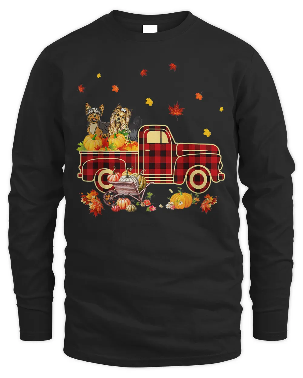 Yorkshire Terrier Pumpkin Truck Fall Leaf Thanksgiving T-Shirt
