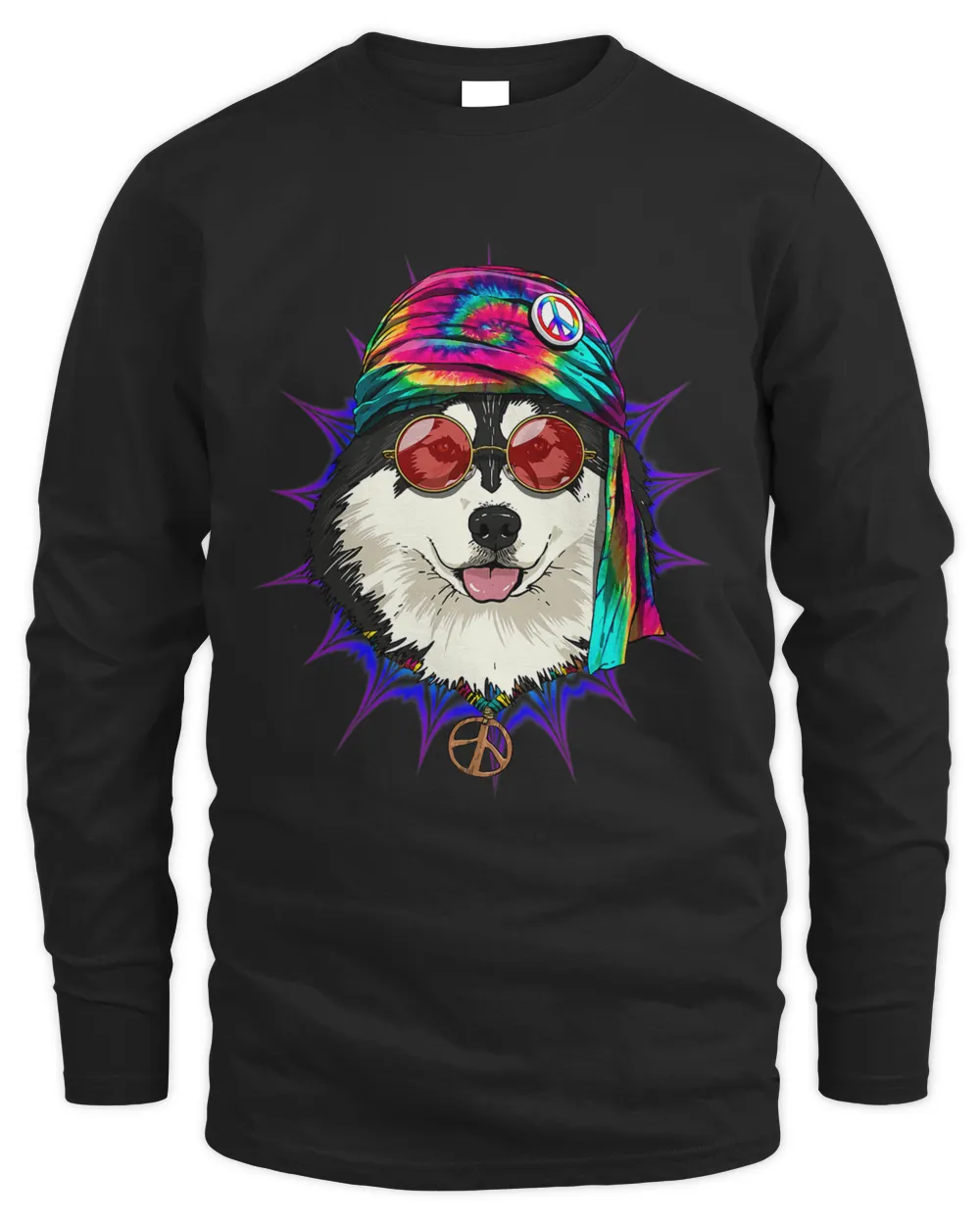 Hippie Alaskan Malamute Dog Tie Dye Peace Sign Psychedelic
