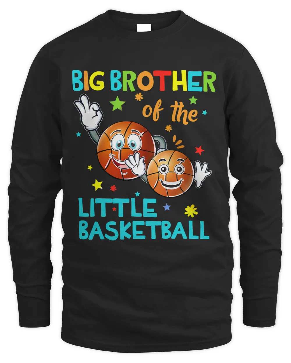Big Brother Of Basketball Birthday Family Shirts Matching Men's Long Sleeved T-Shirt black s