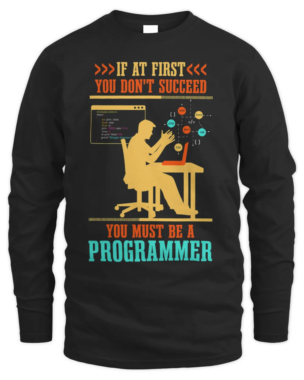 Program Developer Software Engineer Programmer Nerd Computer 22 Men's Long Sleeved T-Shirt black s