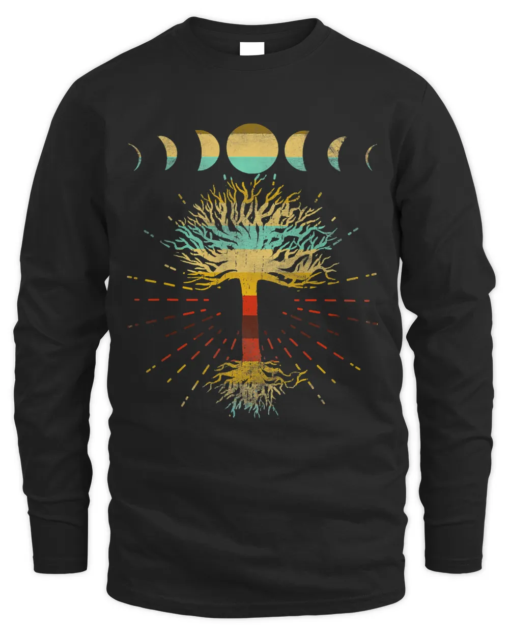 Phases Of The Moon Retro Tree Meditate Yoga Spirit Nature