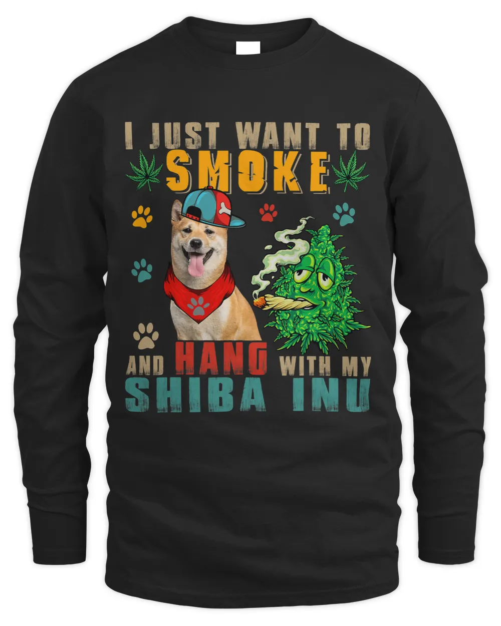 Vintage Smoke And Hang With My Shiba Inu Funny Smoker Weed