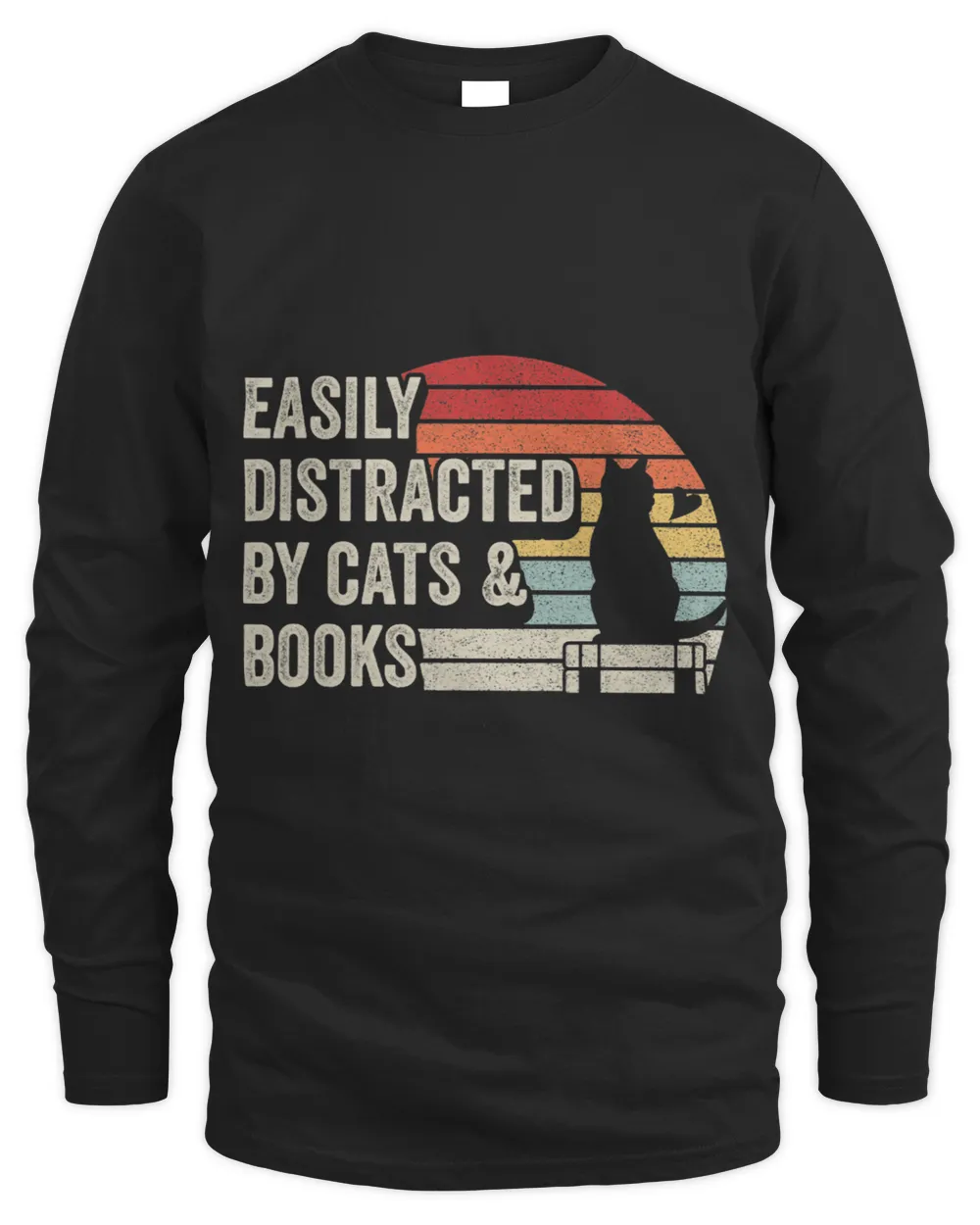 Vintage Retro Easily Distracted By Cats And Books Cat Book