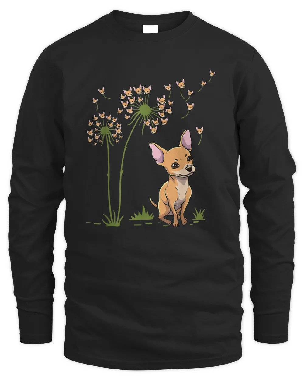 Chihuahua Mom Dandelion Men's Long Sleeved T-Shirt black s