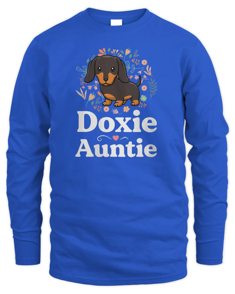 Womens Doxie Auntie Floral Dachshund Shirt Dog Lover Aunt V-Neck T-Shirt