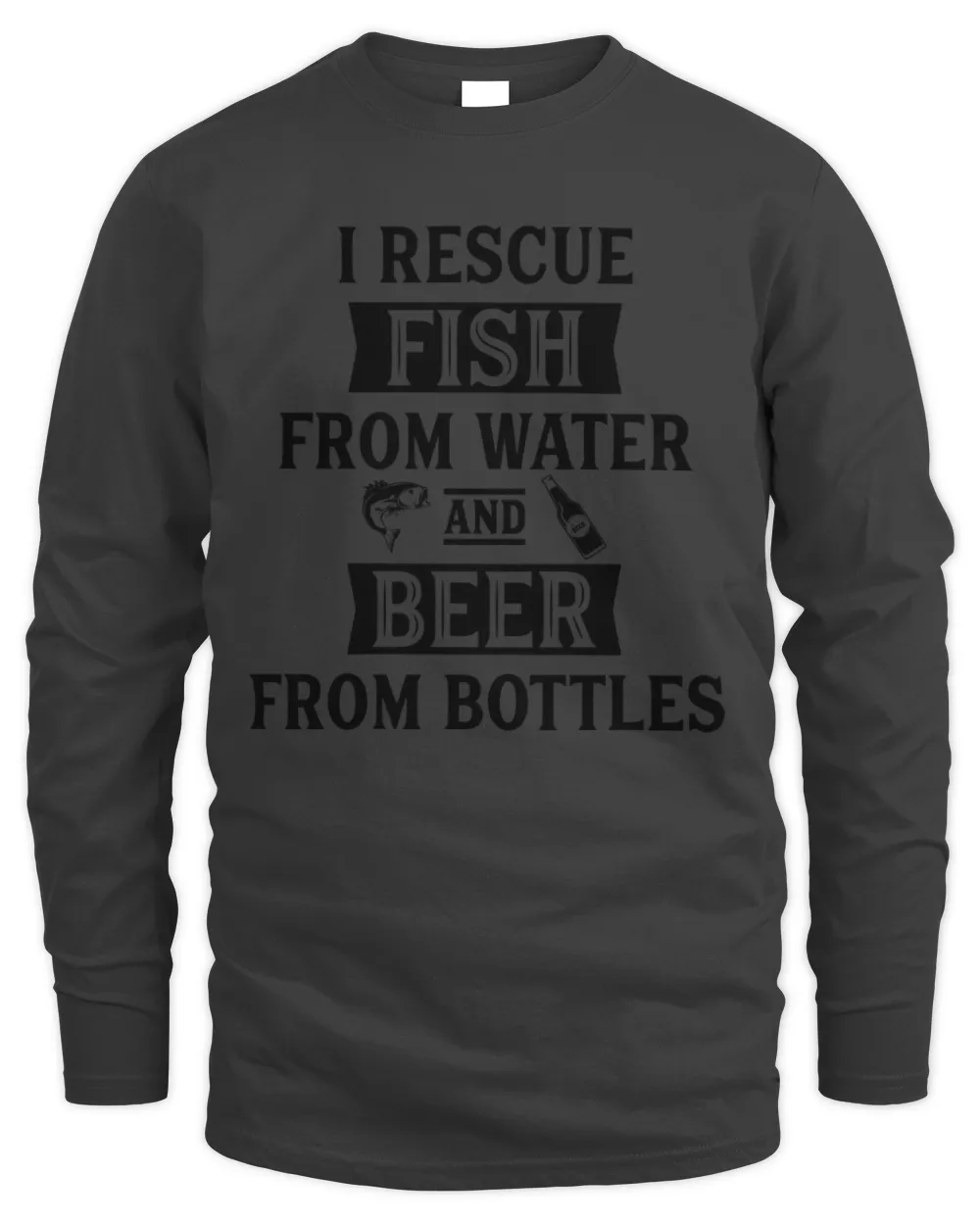 I Rescue Fish And Beer, Mens Beer Fishing Shirt, Humor Angling Shirt, Punny Gag Meme Fisherman Loose Fit Tee, Joke Fishing Gifts