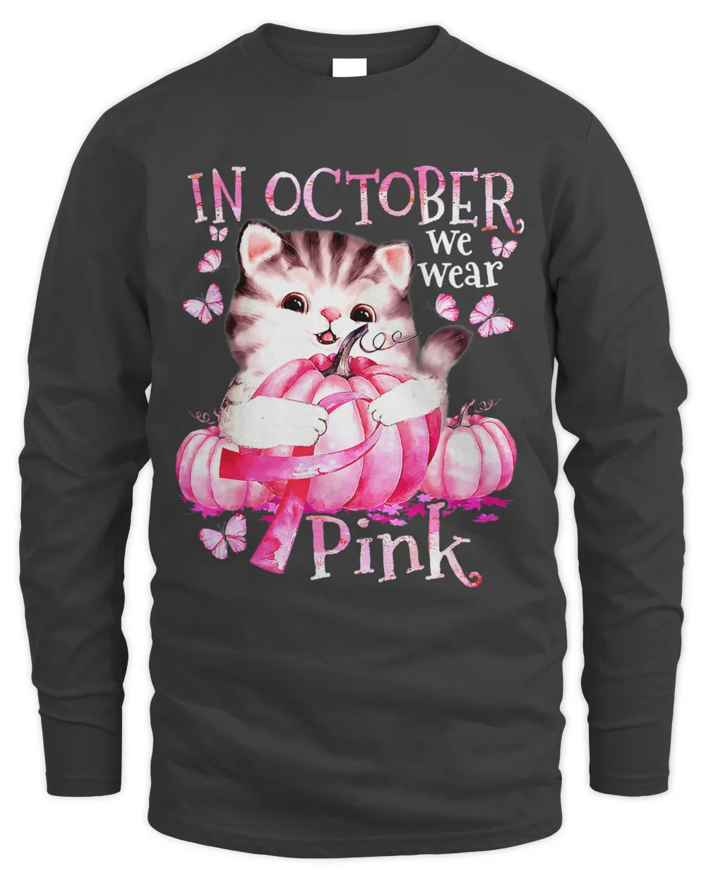 In October We Wear Pink Cute Cat Breast Cancer Awareness24