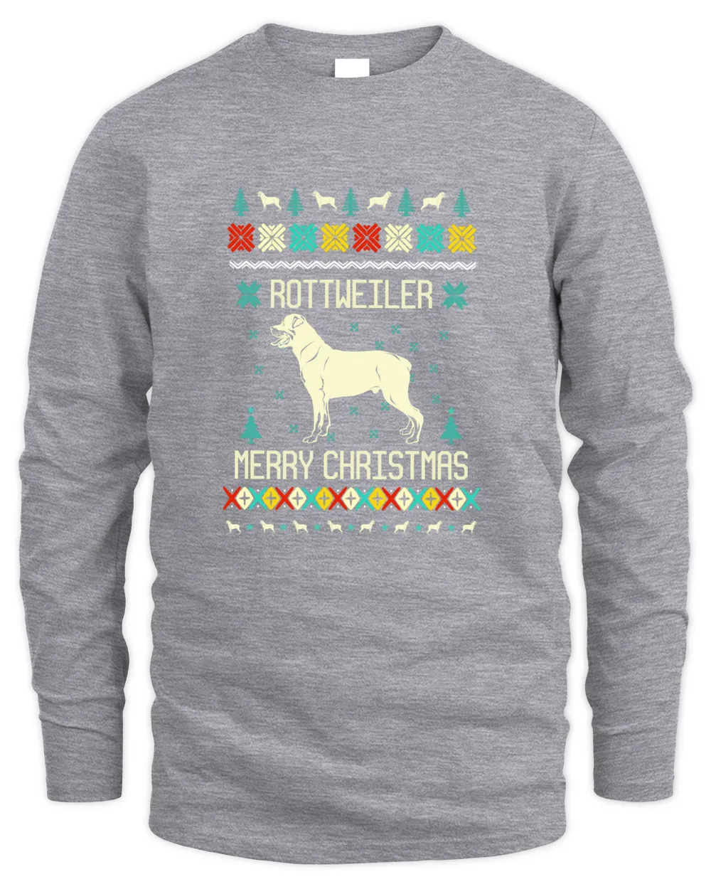 Rottweiler Merry Christmas Long Sleeved T-Shirt