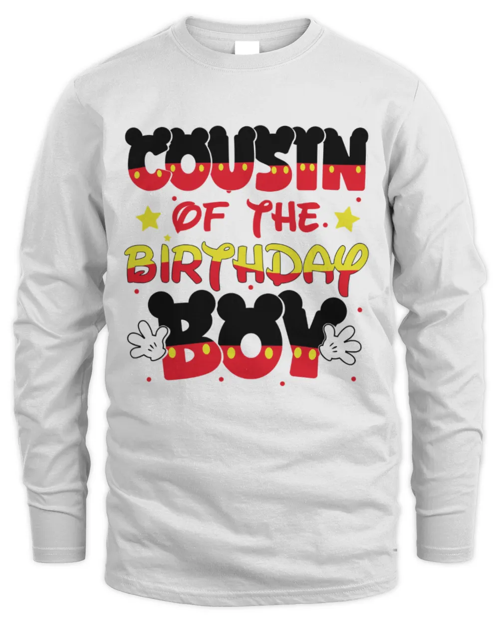 Cousin Of The Birthday Boy Mickey Men's Long Sleeved T-Shirt white s
