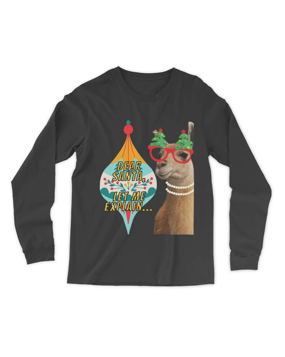 Letter to Santa retro ornament Llama mama xmas funny design