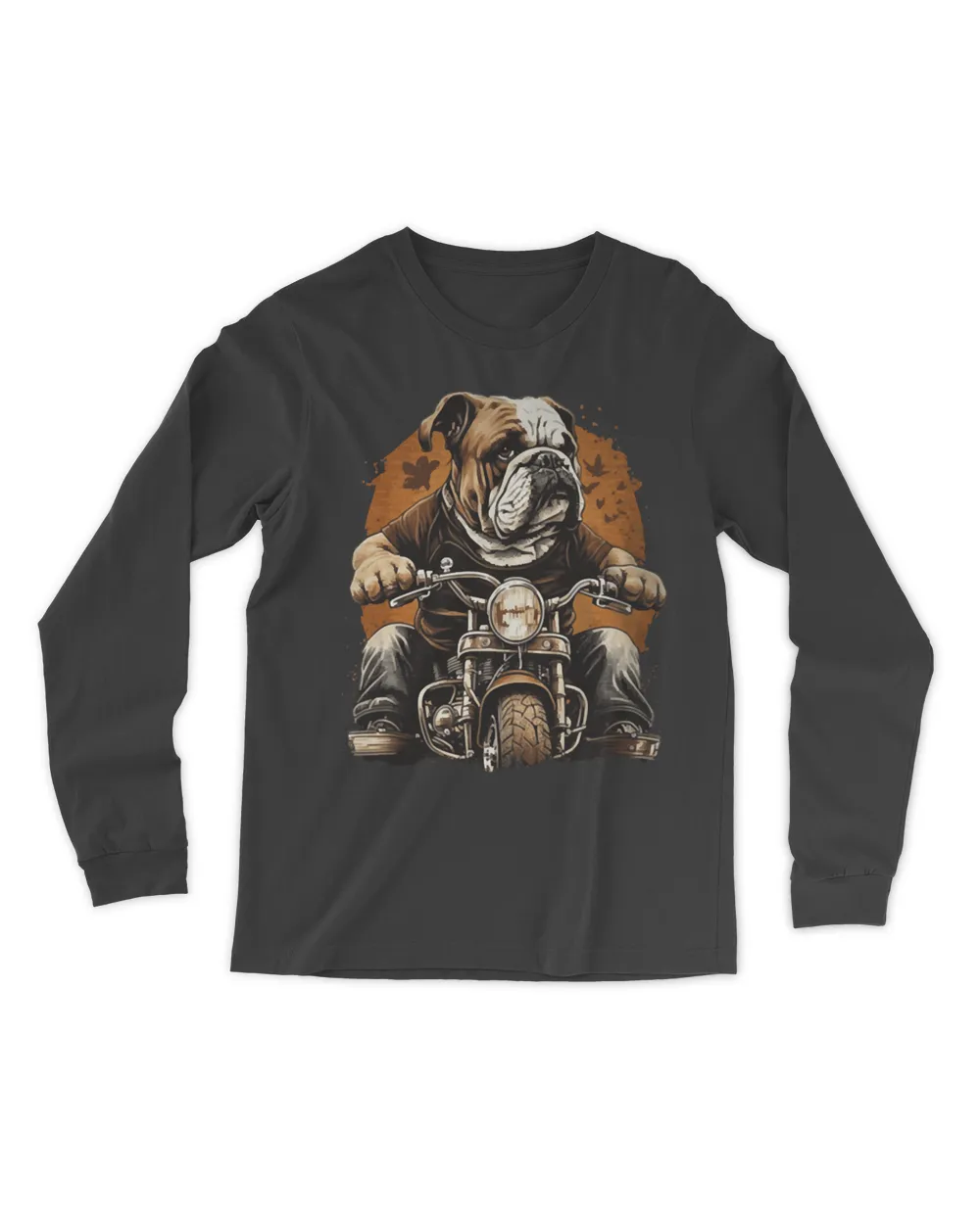 English Bulldog Riding Motorcycle Cool Biker Dog T-Shirt