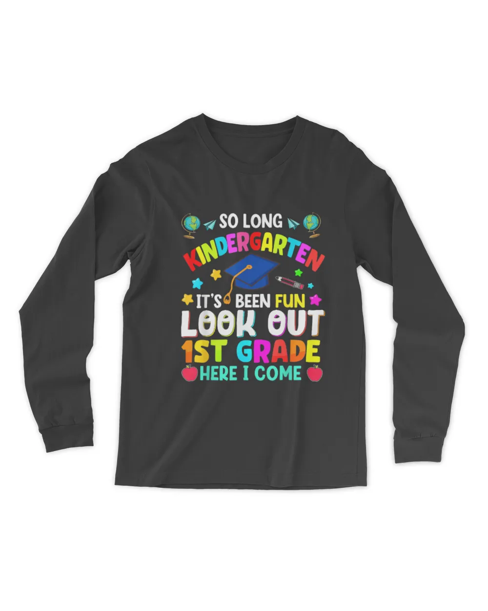 a01  So Long Kindergarten Graduation Grad Teacher Kid Boy Girl aha280401 iu Men's Long Sleeved T-Shirt black s