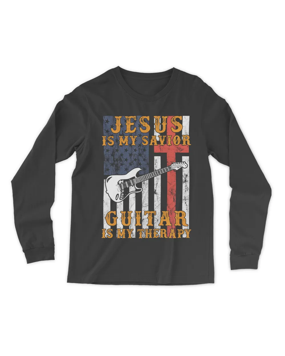 Jesus is my savior Guitar my therapy Limited Edition tee Men's Long Sleeved T-Shirt black s