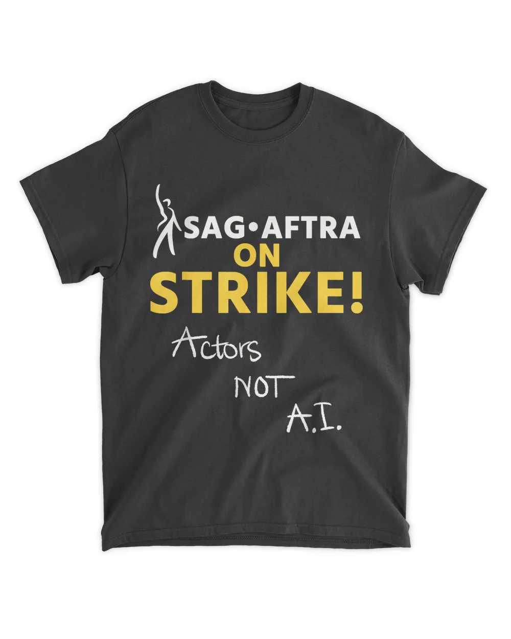 sag aftra on strike actors not ai t-shirt, sag aftra on strike actors not ai t-shirt Unisex Standard T-Shirt black s