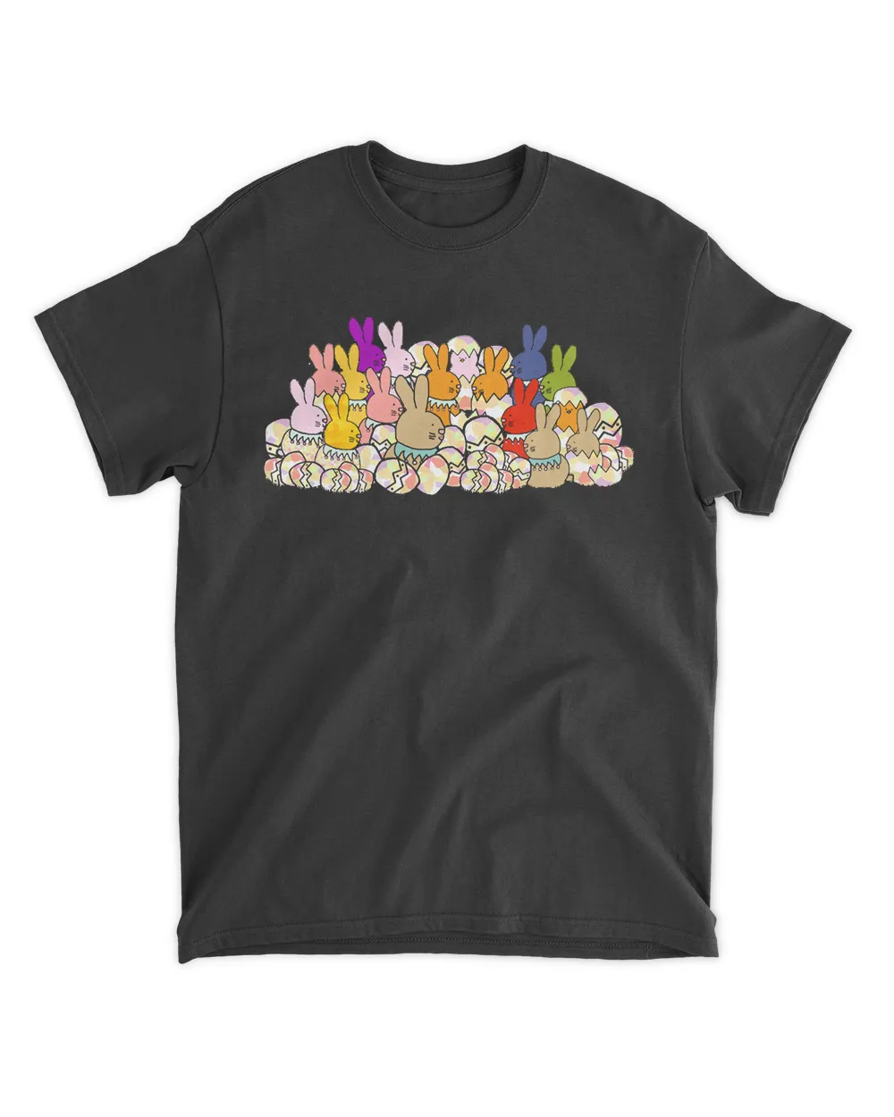 Easter T- Shirt Easter Bunny Rabbits Chicks and Easter Eggs T- Shirt Unisex Standard T-Shirt black s