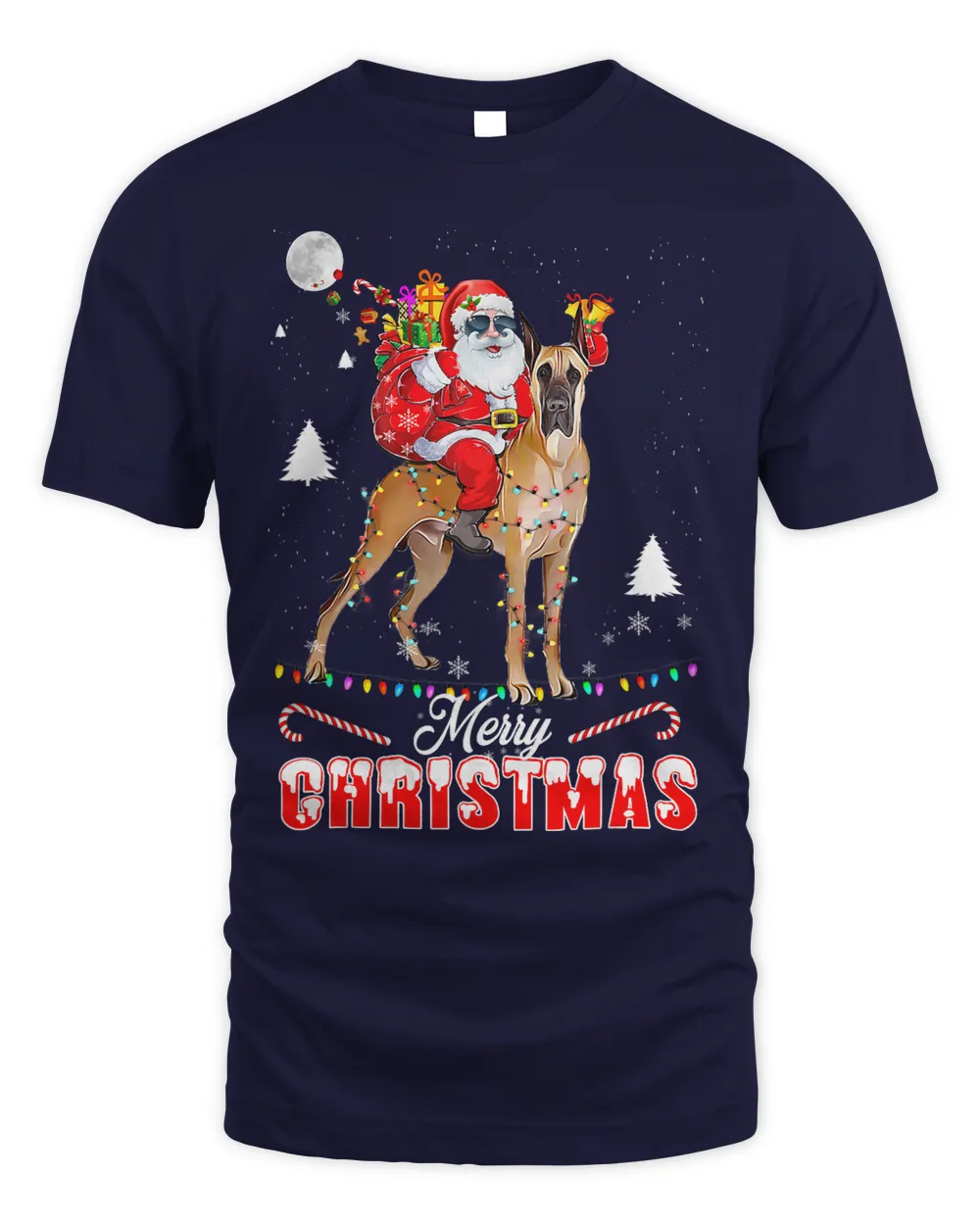 Merry Christmas Santa Riding Great Dane Kids Boys Xmas Pjs 338