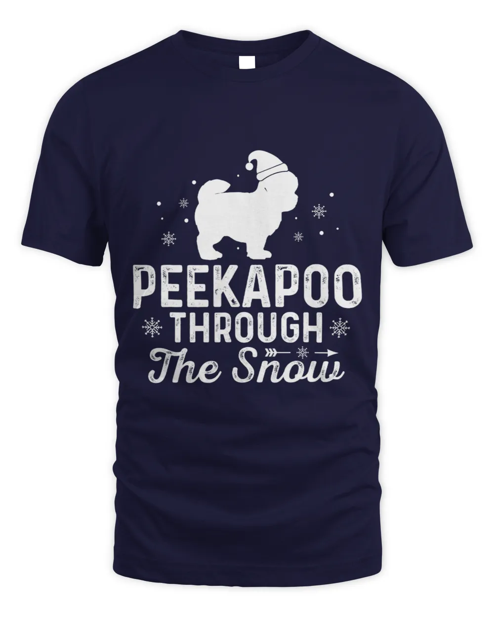 PEEKAPOO through the snow Funny Christmas New Year Dog