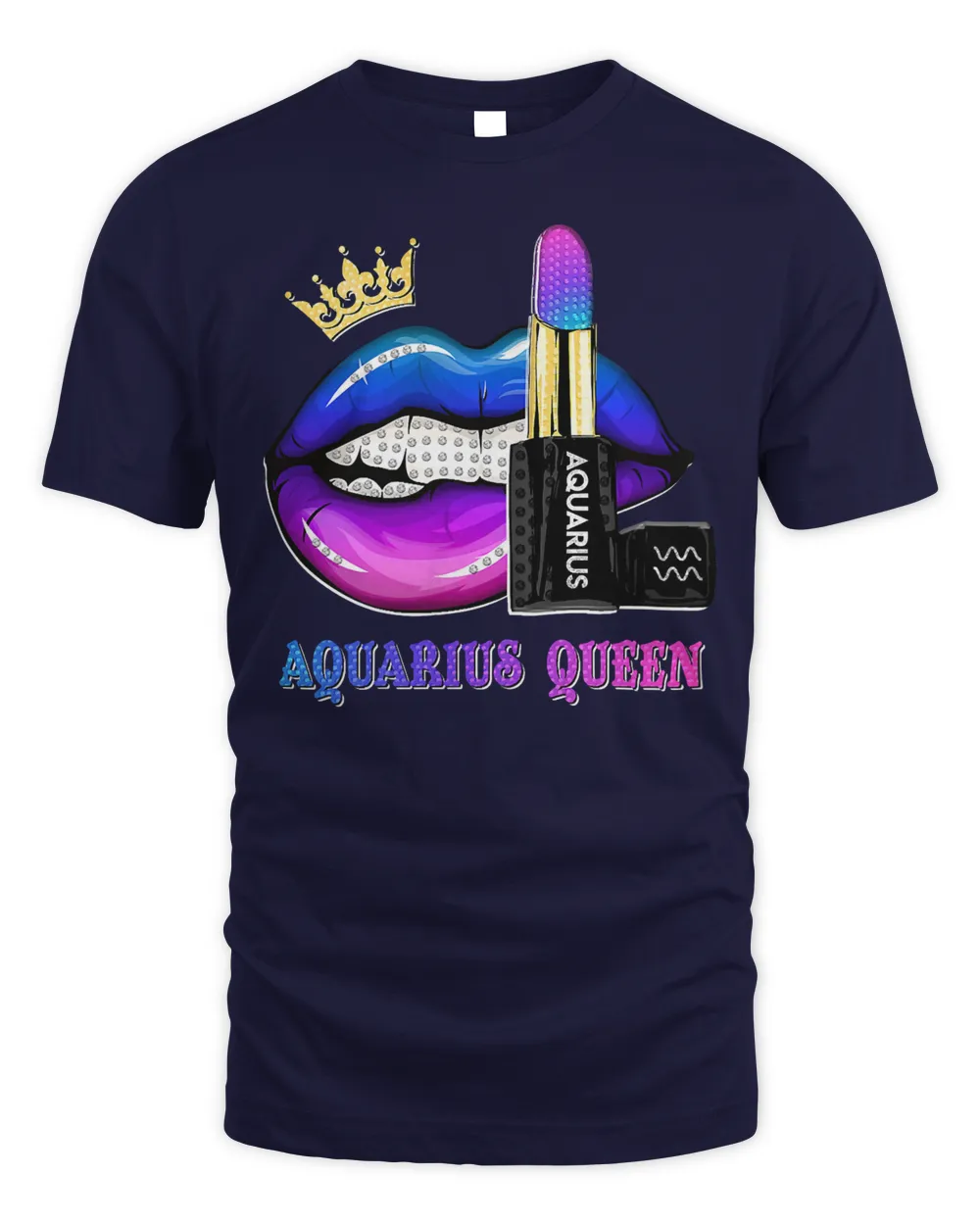 Womens Aquarius Queen Biting Lips Funny February Birthday Gifts T-Shirt