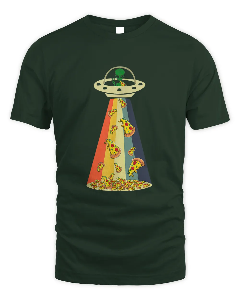 Funny Pizza UFO Alien Eating Pizza a UFO Extraterrestrial