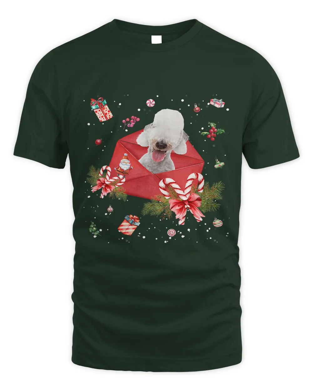 Bedlington Terrier In Christmas Card Ornament Pajama Xmas437