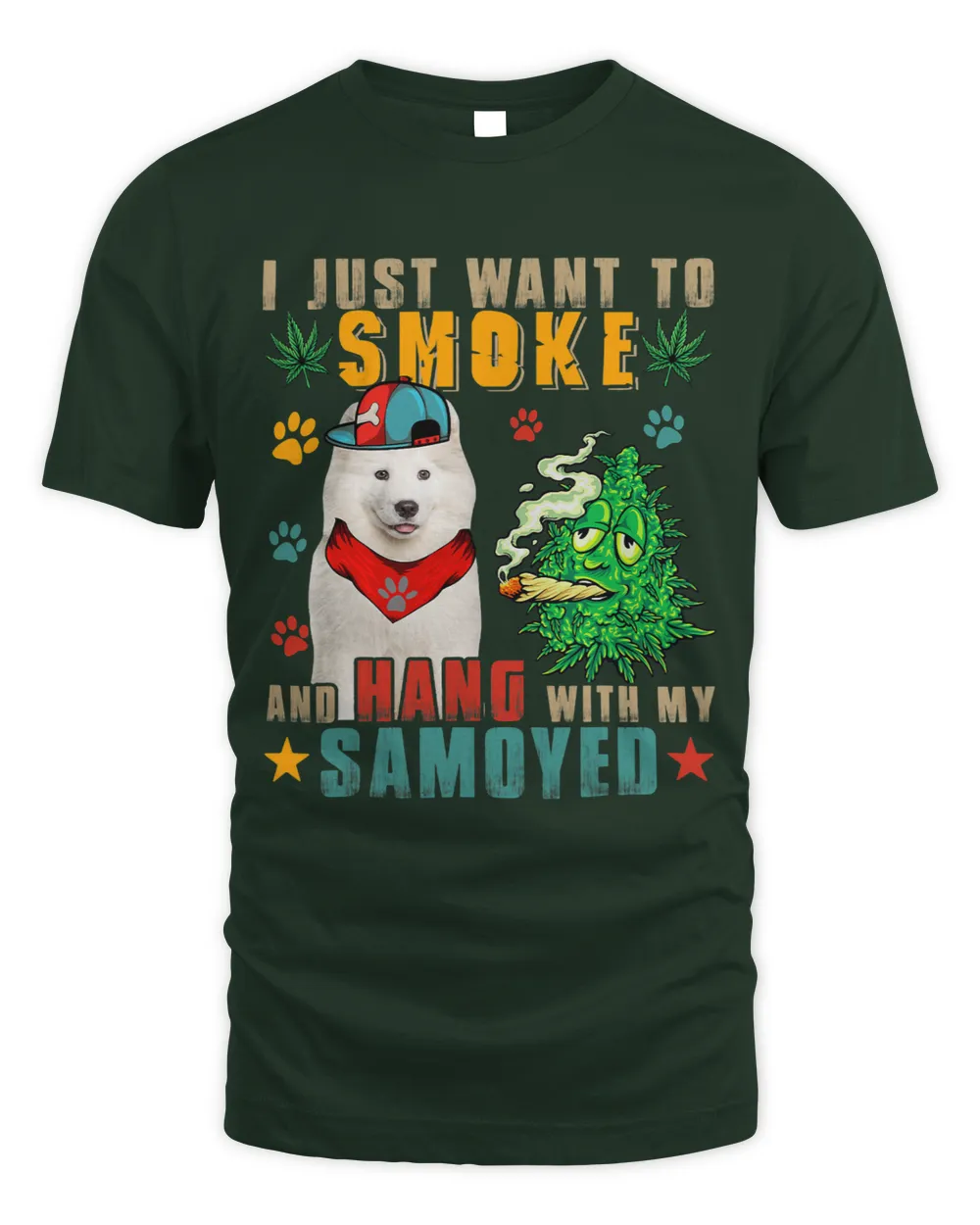 Vintage Smoke And Hang With My Samoyed Funny Smoker Weed