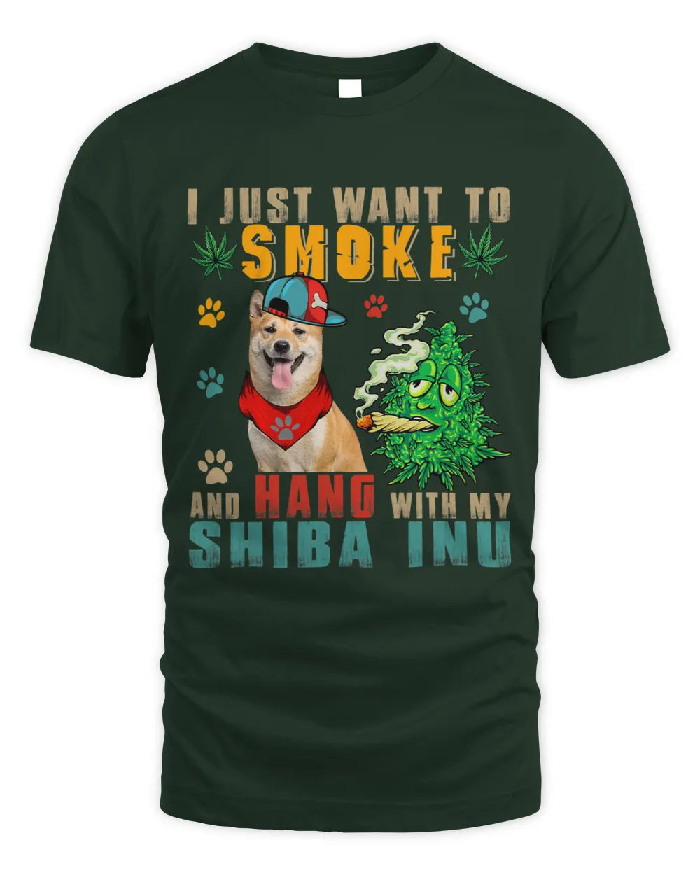 Vintage Smoke And Hang With My Shiba Inu Funny Smoker Weed