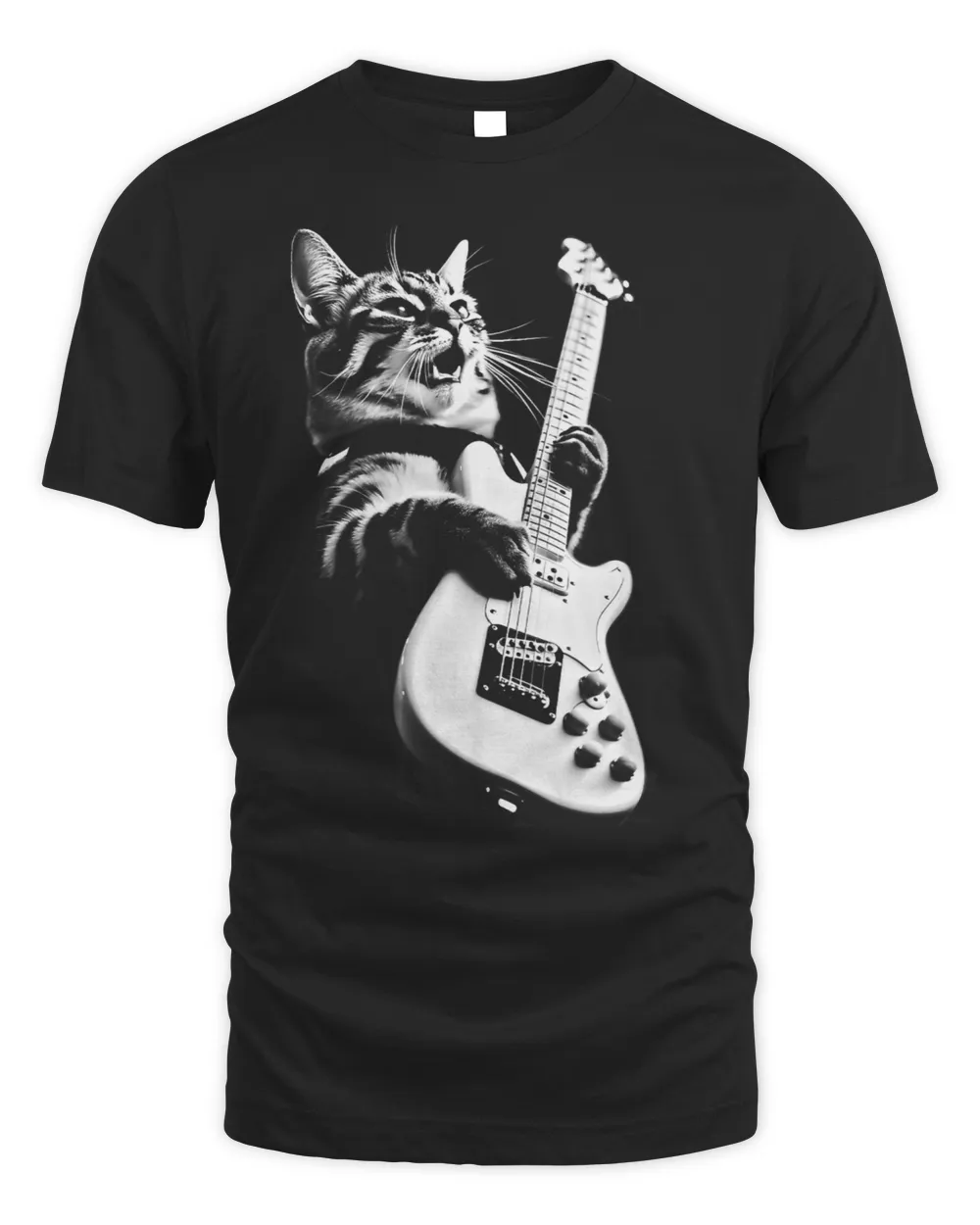 Rock Cat Playing Guitar Funny Guitar Cat