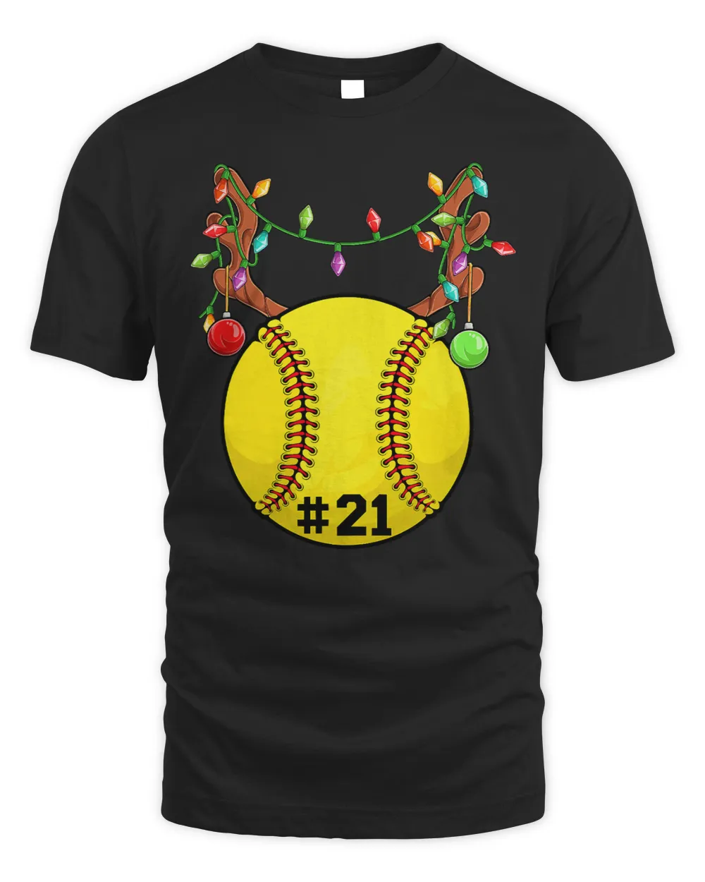 Softball Ball Reindeer Antler Christmas Ornament Number 21 56 Softball