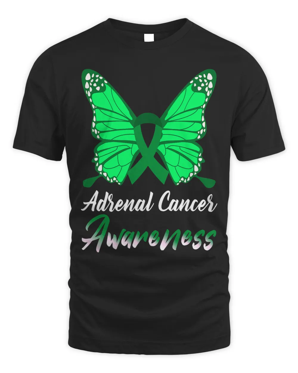 Adrenal Cancer Awareness Butterflies Green Ribbon