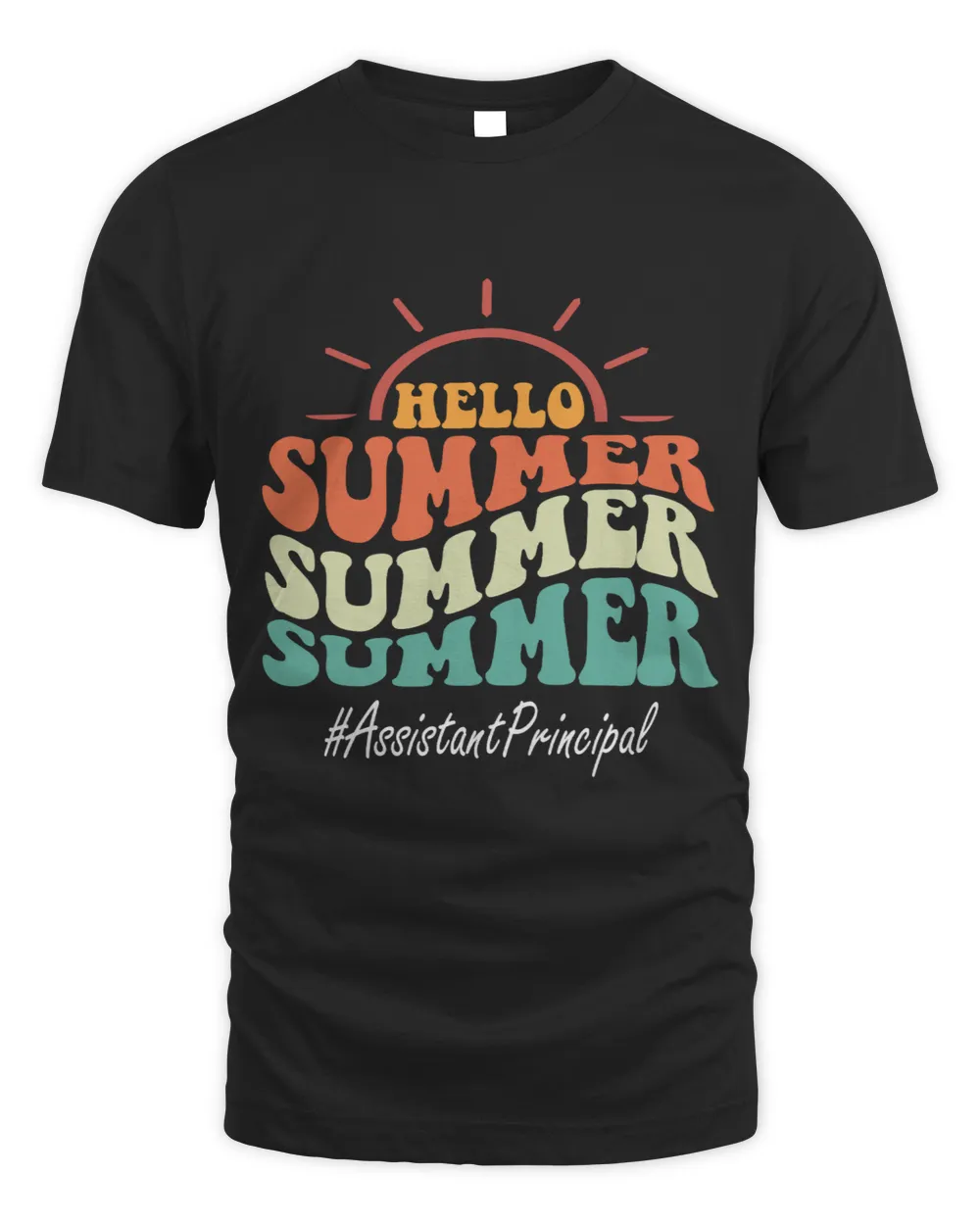 Assistant Principal Groovy Last Day Of School Hello Summer Unisex Standard T-Shirt black s