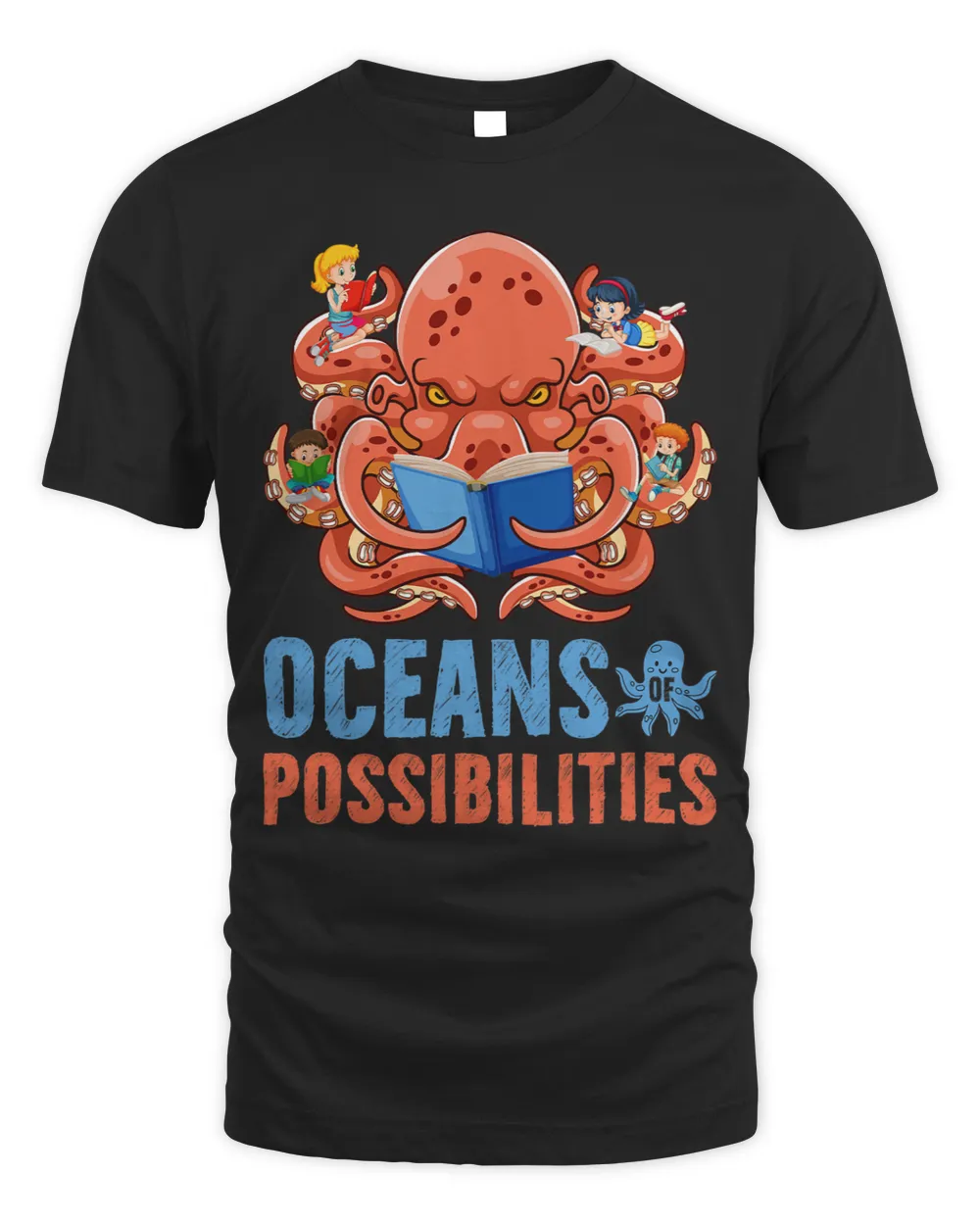 Book Reading Oceans Of Possibilities Summer Reading Tshirt Octopus31