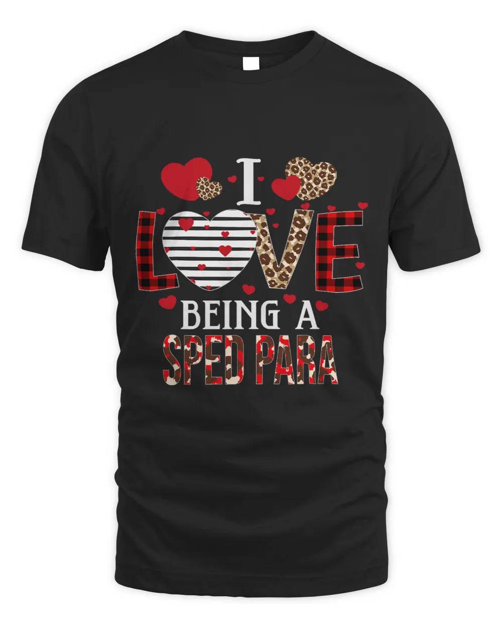 I Love Being A Sped Para Red Plaid Hearts Valentines