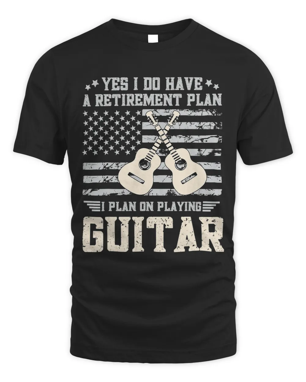 Guitarist Vintage USA Flag Retirement Plan I plan to play guitar Music Guitar