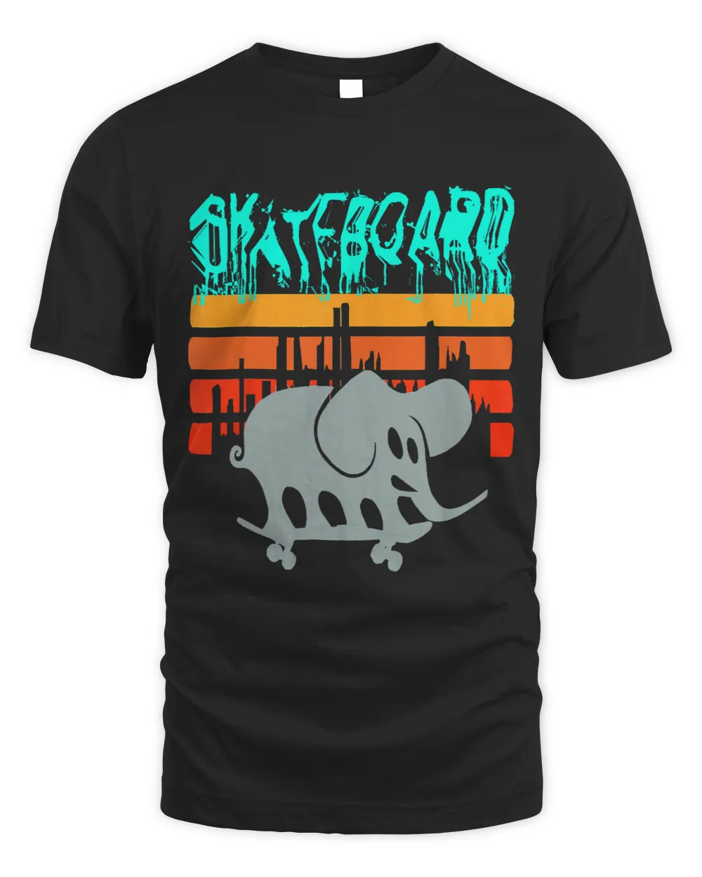 Skater Elephant Vintage Sunset Cities Skateboard For Men