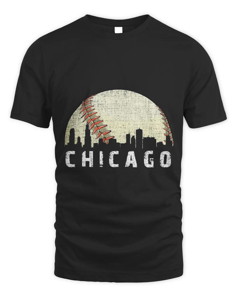 Vintage Chicago Skyline City Baseball Tee Met At Gameday