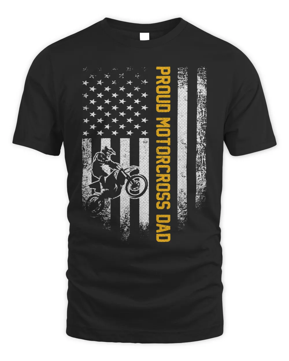 Vintage USA American Flag Proud Motorcross Dad Silhouette