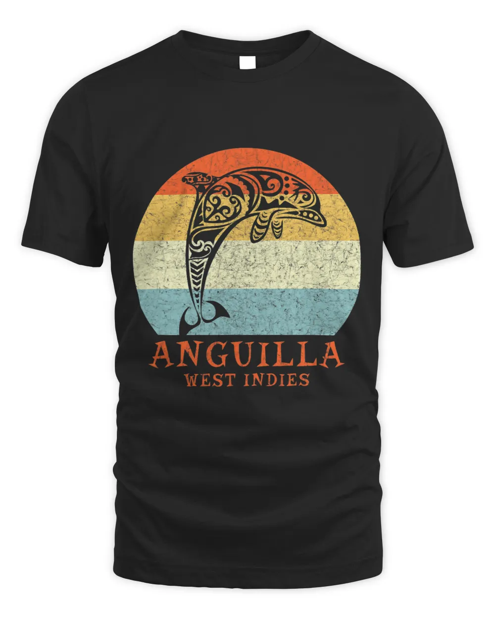Dolphin Lover Anguilla West Indies Vintage Retro Tribal Dolphin Vacation