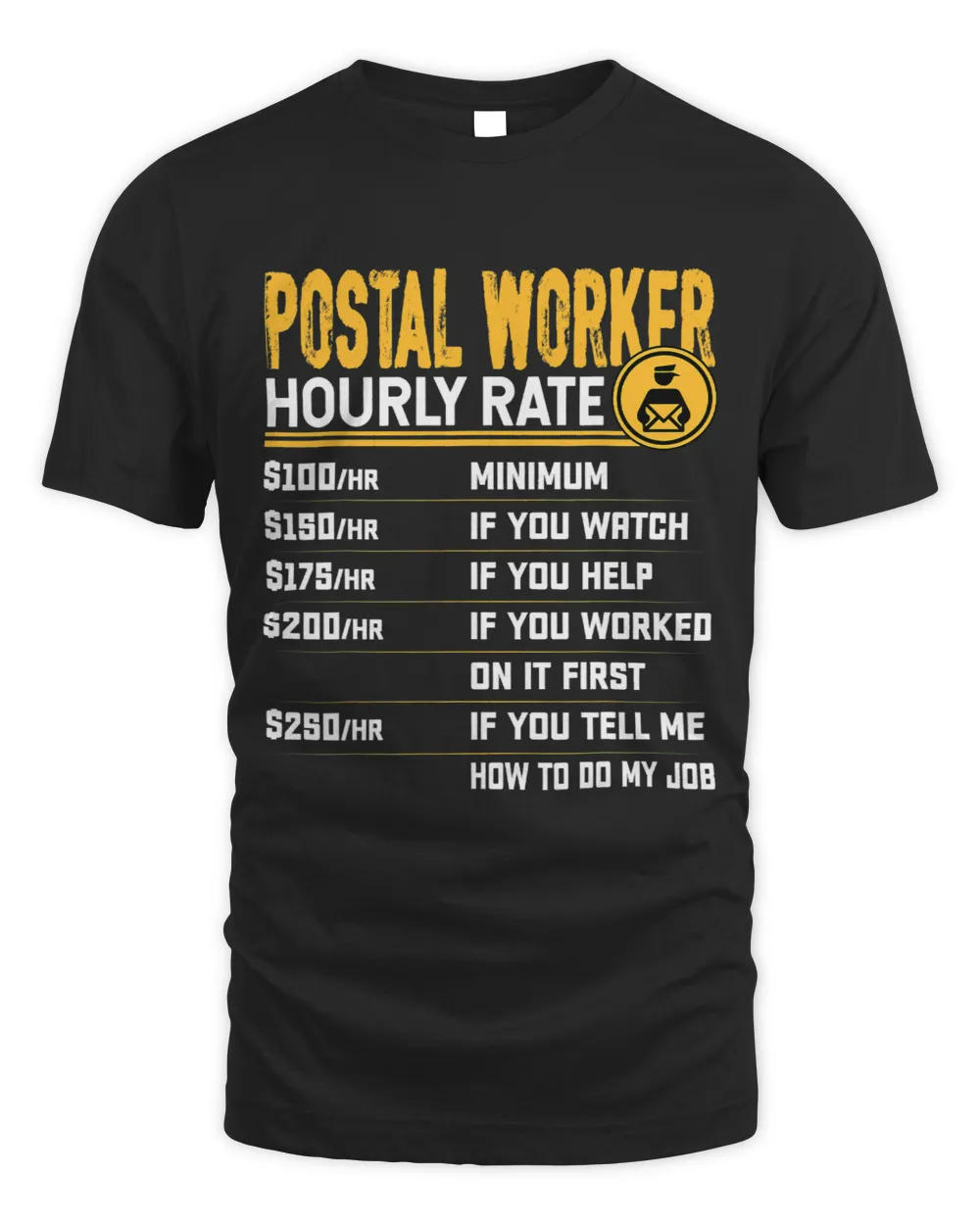 Postal Worker Hourly Rate Funny Postman Mailman Mail Clerk