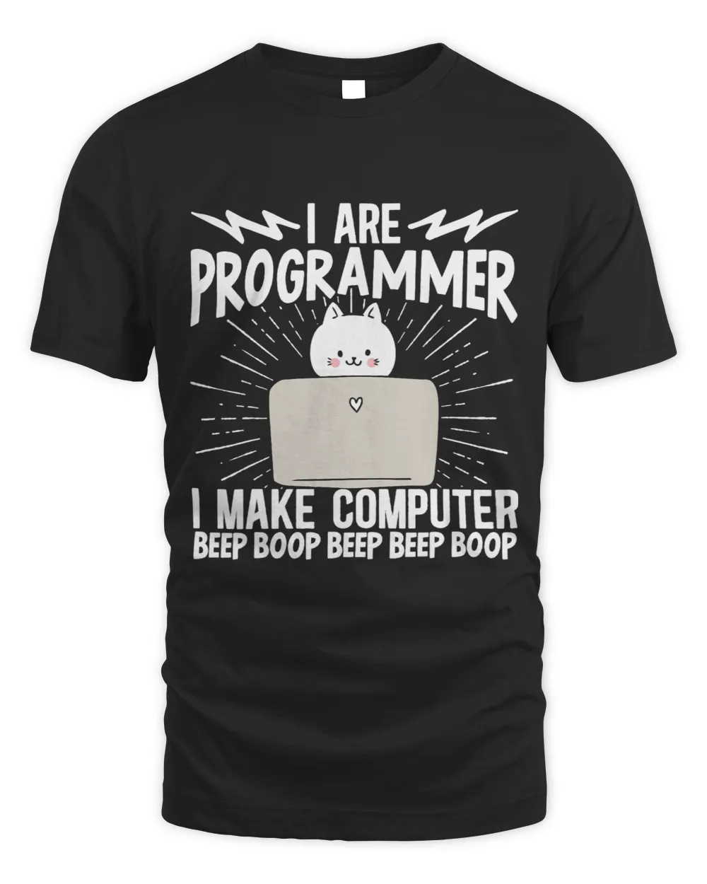Programmer Cat I Make Computer Beep Boop Software Developer Unisex Standard T-Shirt black s