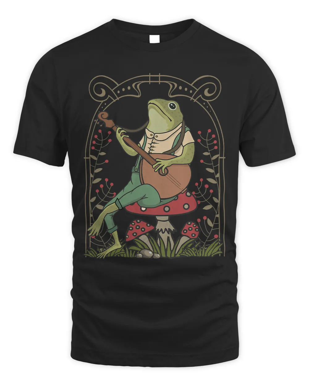 Frogs Cute Cottagecore Aesthetic Frog Playing Banjo on Mushroom662321