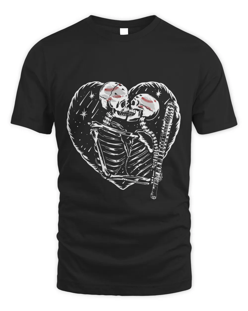 HALLOWEEN BASEBALL LOVE SKELETON Unisex Standard T-Shirt black s