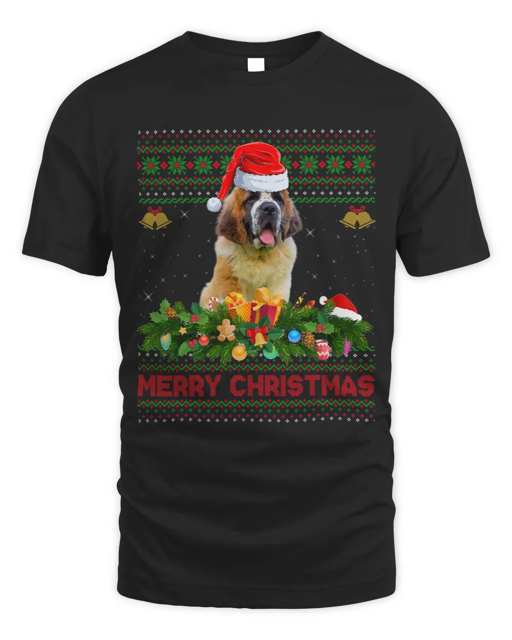 Xmas Holiday Ugly Santa Saint Bernard Dog Merry Christmas