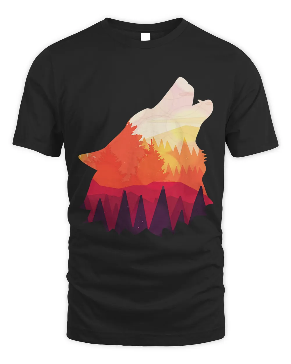 Wolf Lover Wolves Head with Forest Graphic