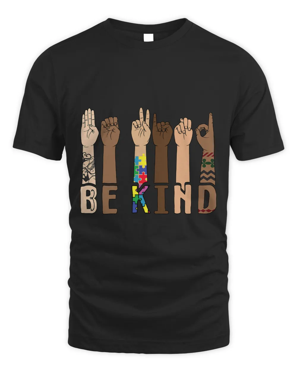 ASL Be Kind Sign Language Hand Talking Teachers Interpreter ASL 7 Unisex Standard T-Shirt black s