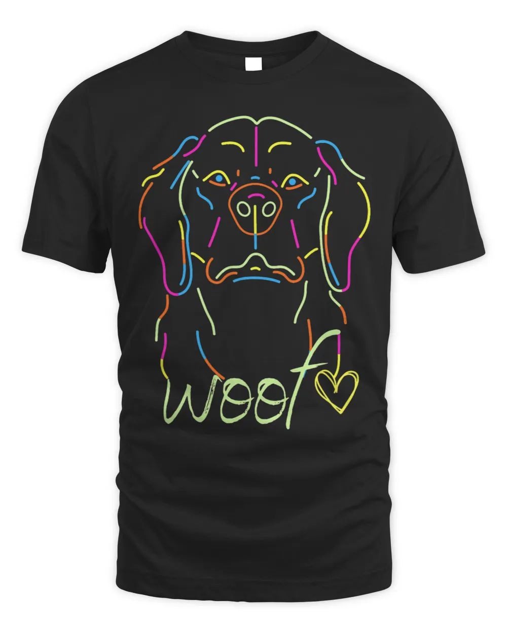 Woof colourful outline drawing of dog lover owner gift