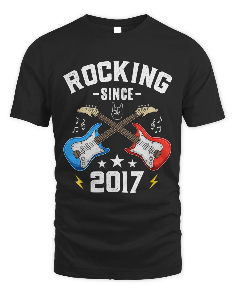 Rocking Since 2017 Awesome Rock Music Guitar 6th Birthday