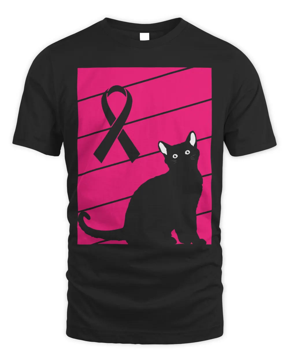 Black Cat Paws BC Black Cat Breast Cancer Awareness Retro Kitten